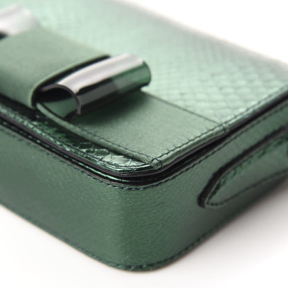 Burberry Metallic Snakeskin Mini Berkeley Crossbody Dark Green 7 of 10