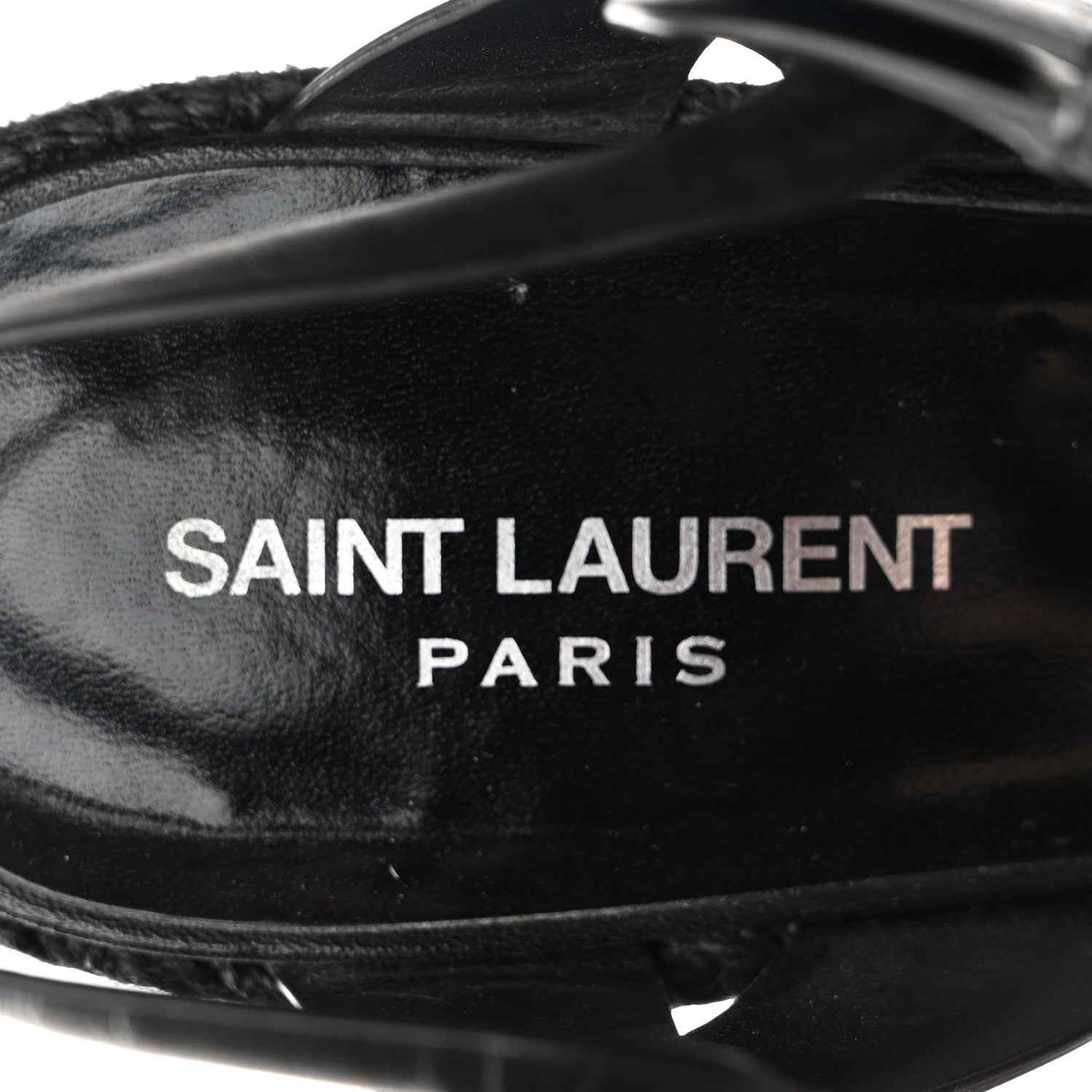 Saint Laurent Calfskin Tribute 95 Platform Espadrille Wedge Sandals 40.5 Black 7 of 8