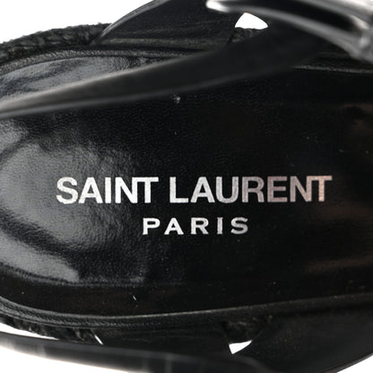 Saint Laurent Calfskin Tribute 95 Platform Espadrille Wedge Sandals 40.5 Black 7 of 8