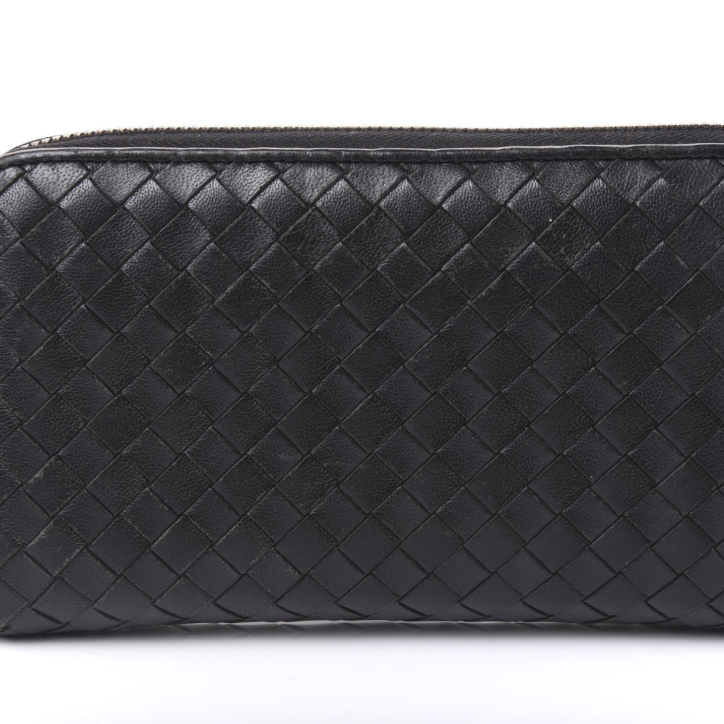 Nappa Intrecciato Zip Around Wallet Black