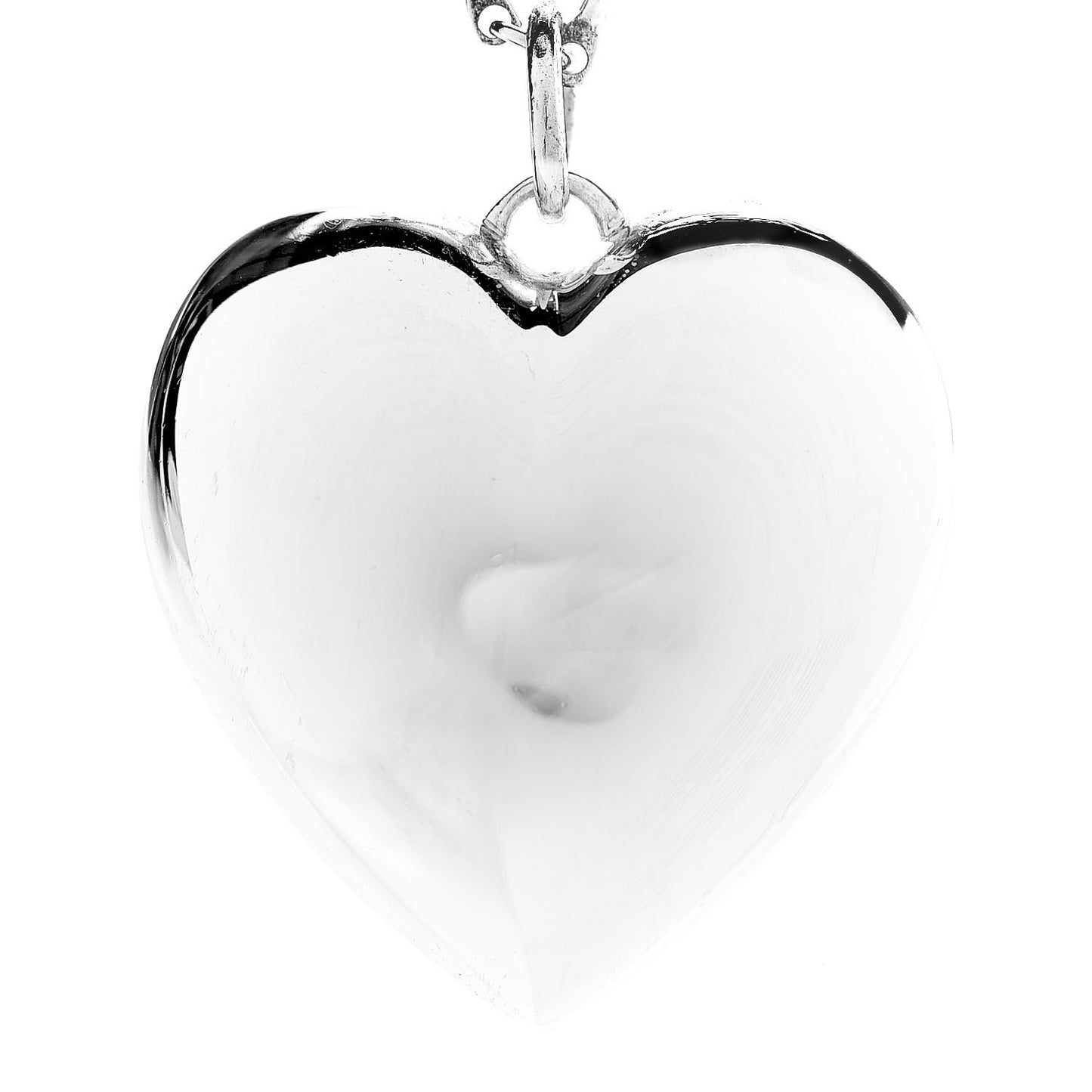Sterling Silver Large Heart Pendant Link Necklace