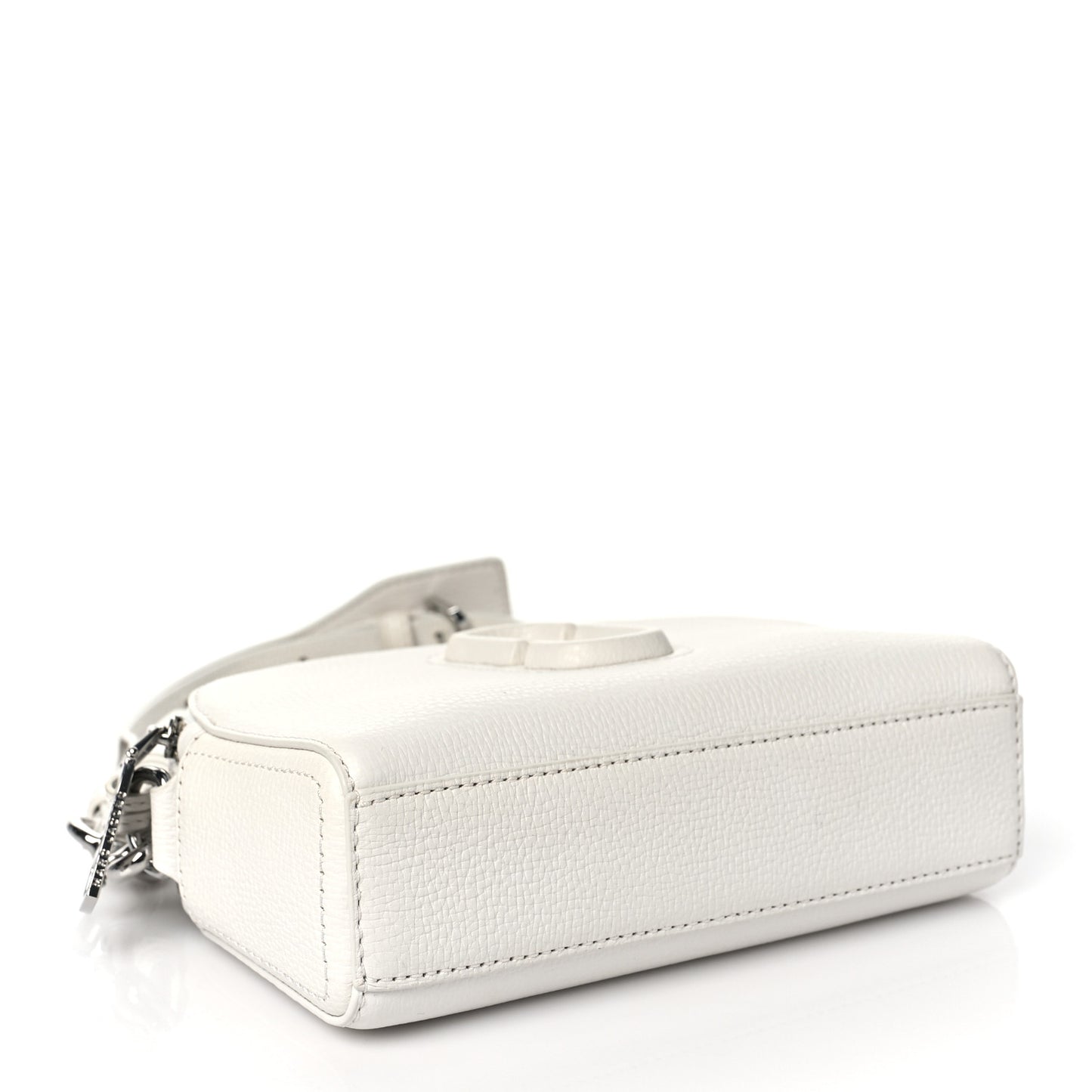 Calfskin Shutter Camera Crossbody Bag White
