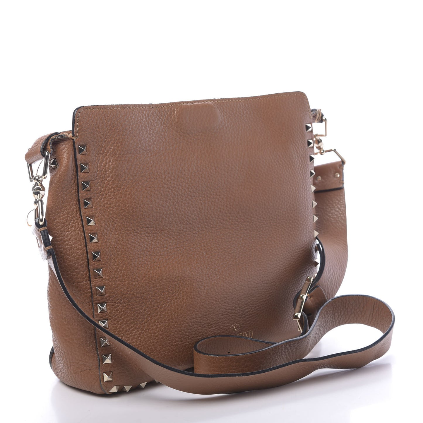 Pebbled Calfskin Small Rockstud Flip-Lock Messenger Bag Light Cuir
