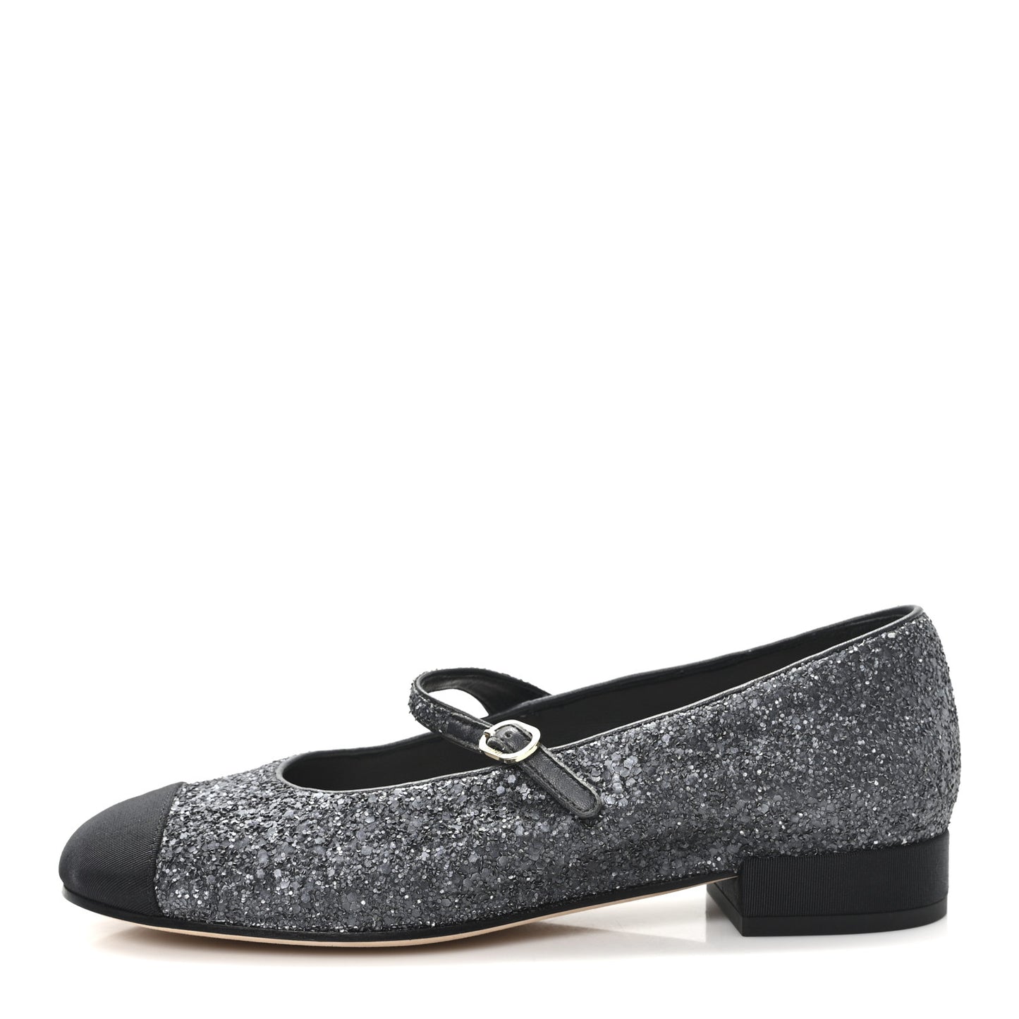Glitter Grosgrain Cap Toe Mary Jane Flats 36.5 Gray
