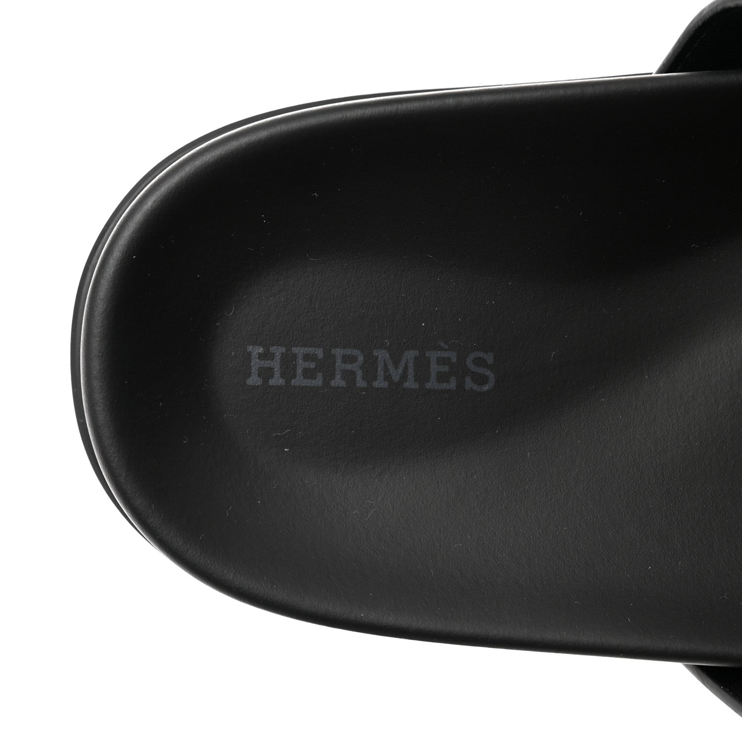 Hermes Calfskin Womens Chypre Sandals 40.5 Black 6 of 9