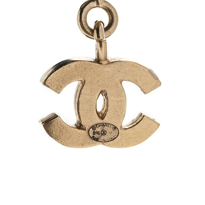 Chanel Crystal CC Flower Dangle Earrings Gold Beige 4 of 5