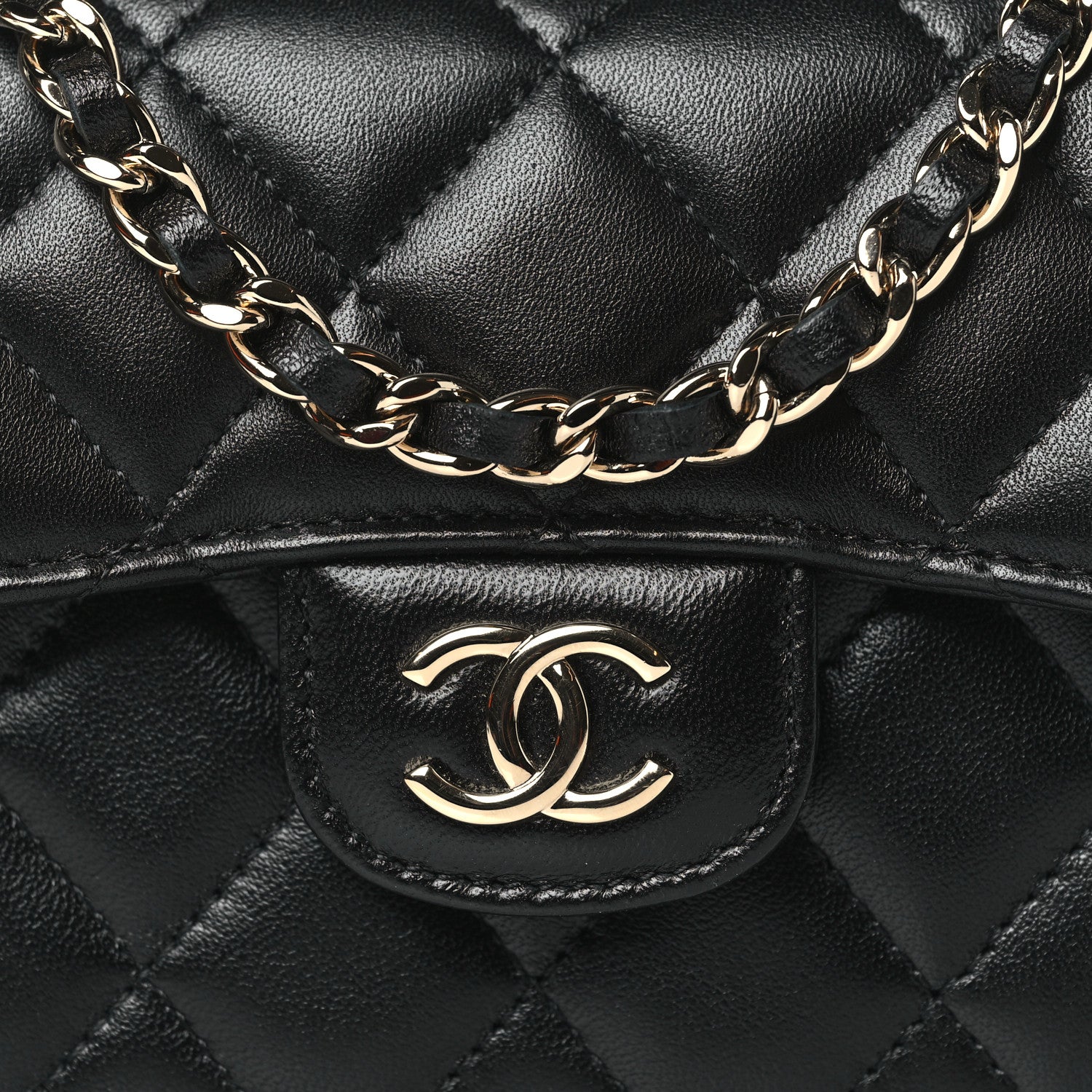 Chanel Lambskin Quilted Top Handle Flap Coin Purse With Chain Black 9 of 12