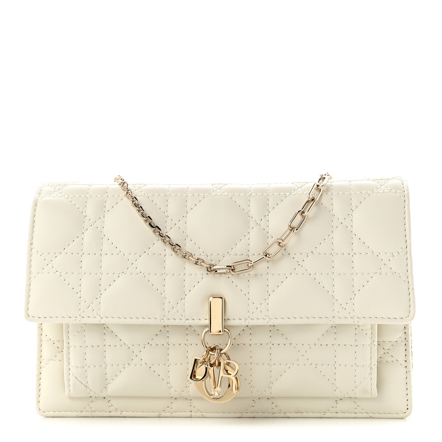 Christian Dior Lambskin Cannage My Dior Daily Pouch With Chain Latte 1 of 11