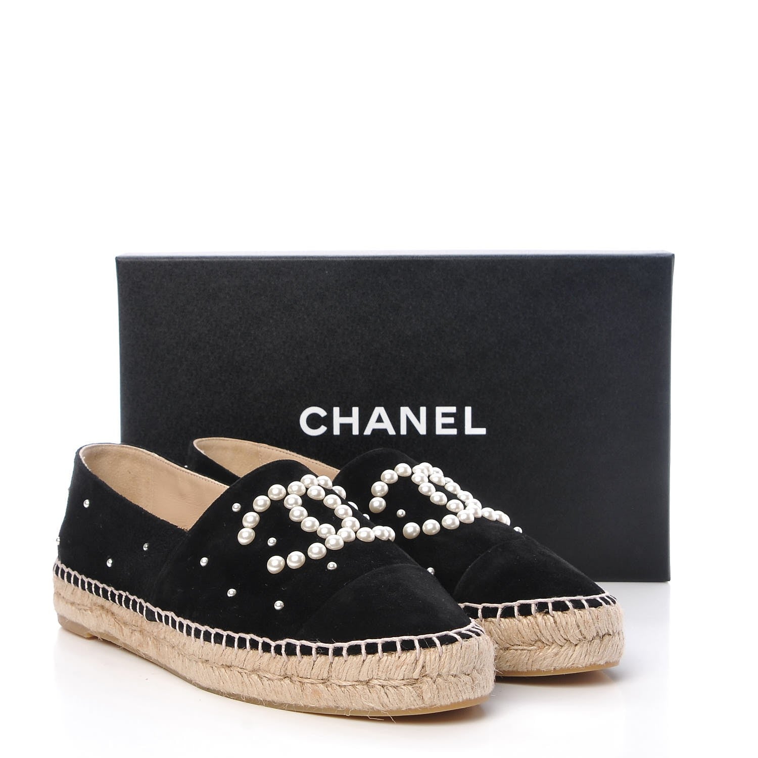 Chanel Suede Pearl CC Espadrilles 41 Black 11 of 11