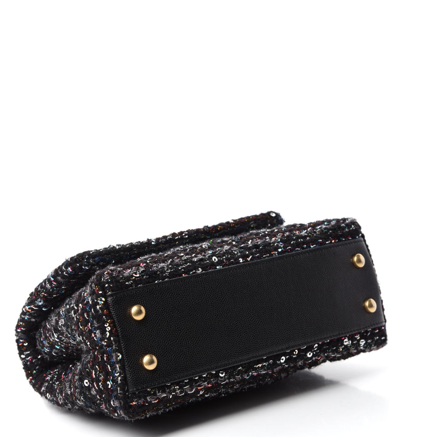 Tweed Sequin Mini Coco Handle Flap Black