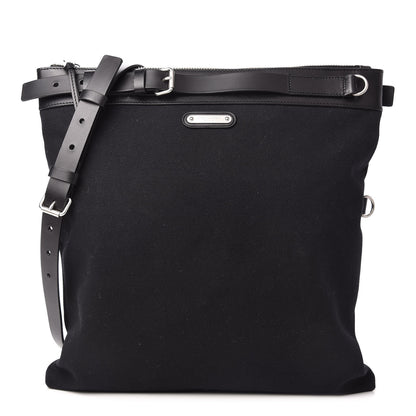 Saint Laurent Canvas Calfskin Belted Flat Messenger Bag Black 1 of 10