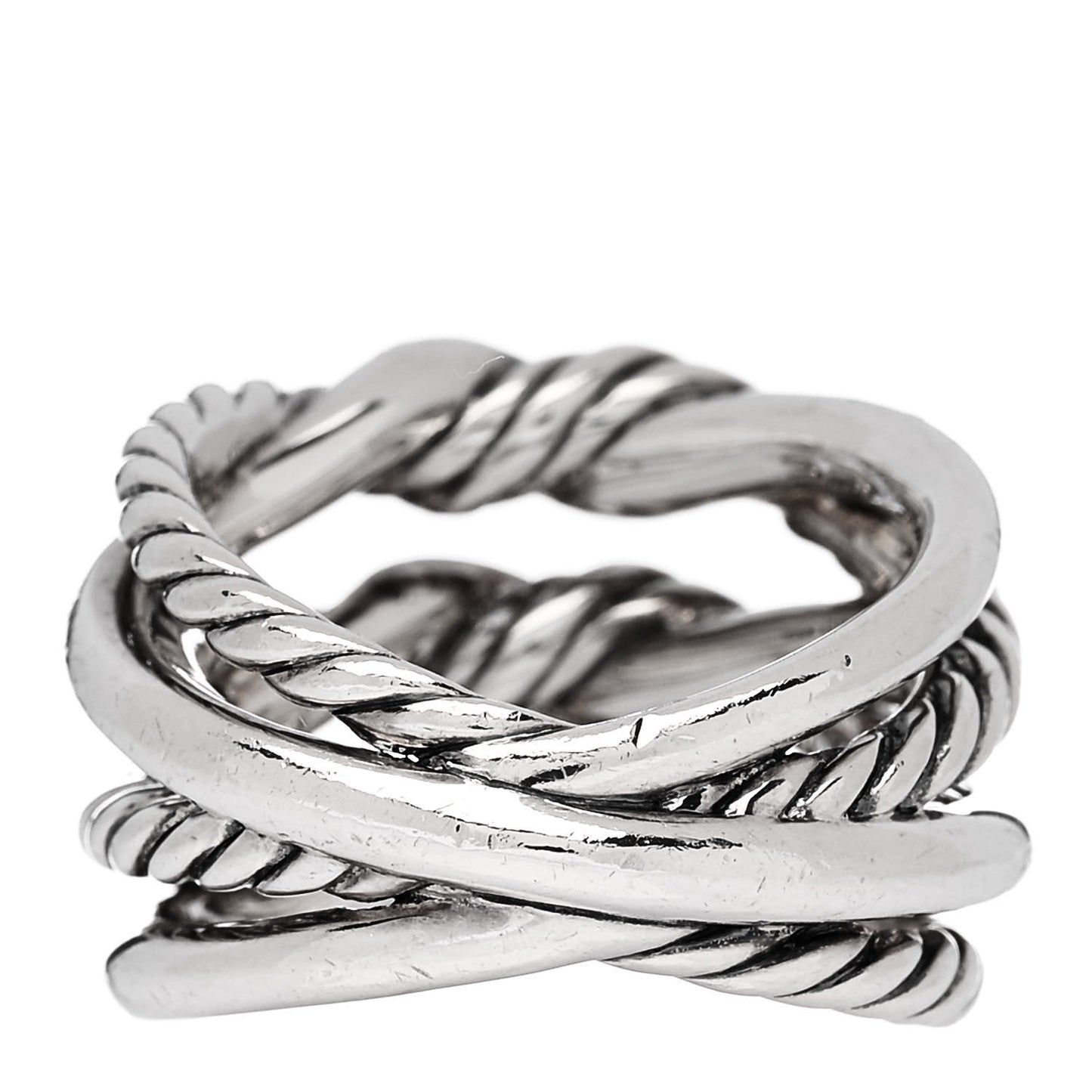 Sterling Silver Diamond Continuance Three-Row Ring 53 6.5