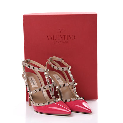 Valentino Garavani Patent Nappa Rockstud Ankle Strap 100mm Pumps 39 Bouganville Poudre 8 of 8
