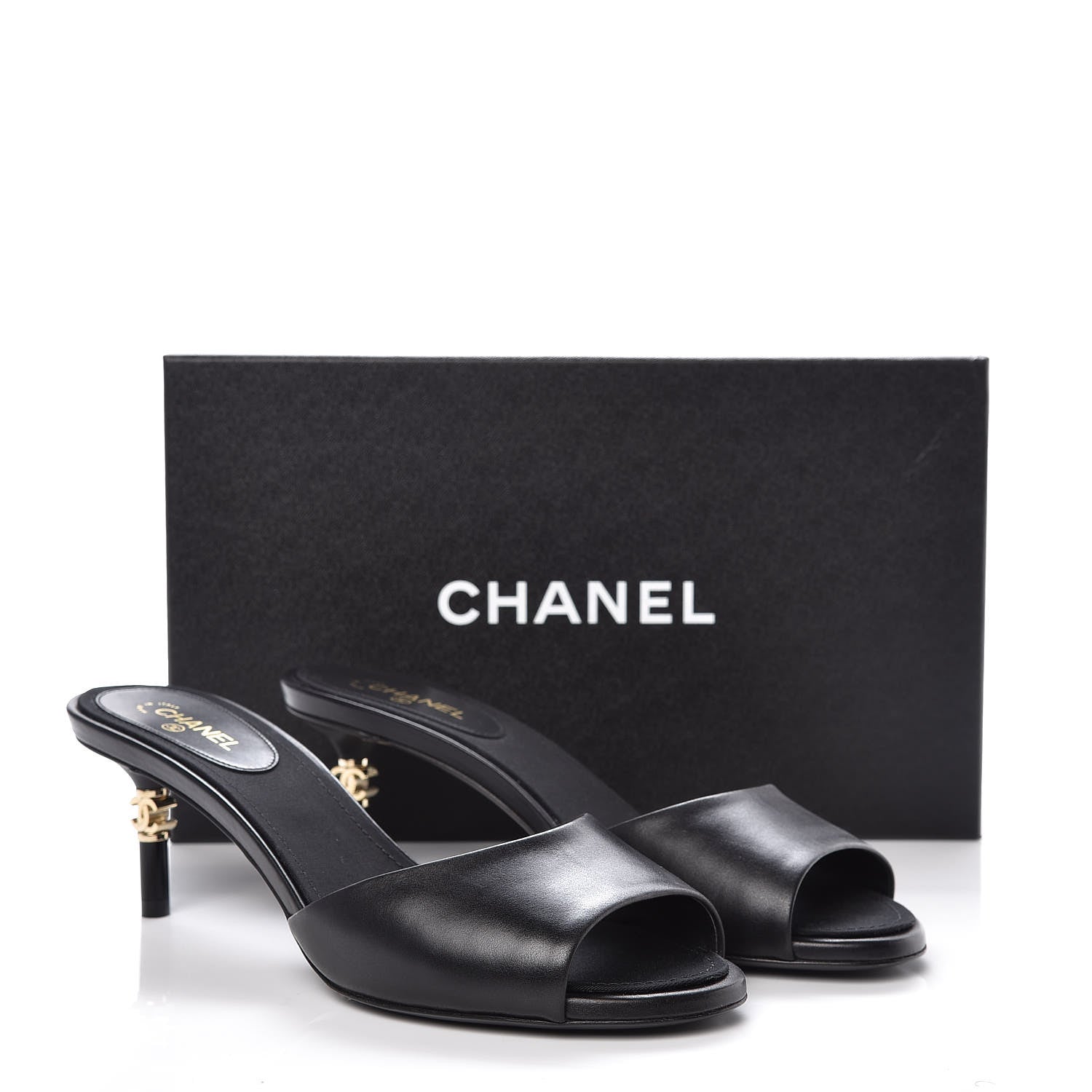 Chanel Calfskin Grosgrain CC Mules 38.5 Black 9 of 9