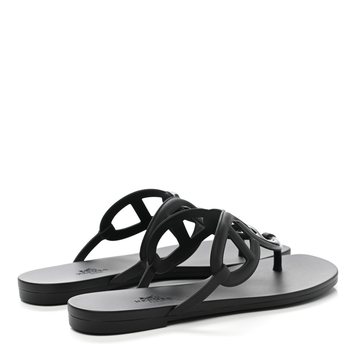 Hermes Rubber Womens Egerie Sandals 38 Black 4 of 9