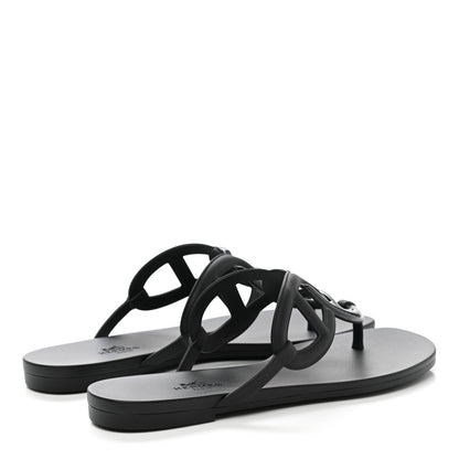 Hermes Rubber Womens Egerie Sandals 38 Black 4 of 9