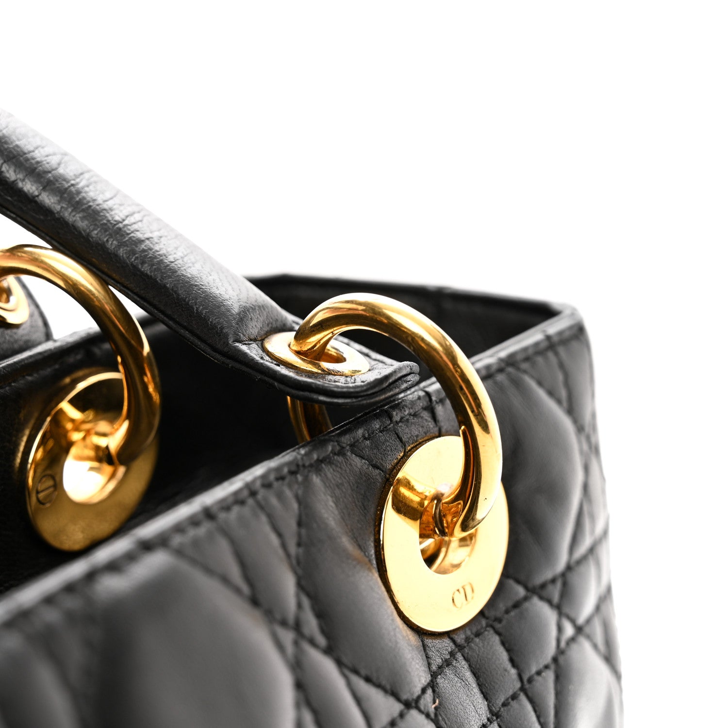 Christian Dior Lambskin Cannage Medium Lady Dior Black 10 of 11