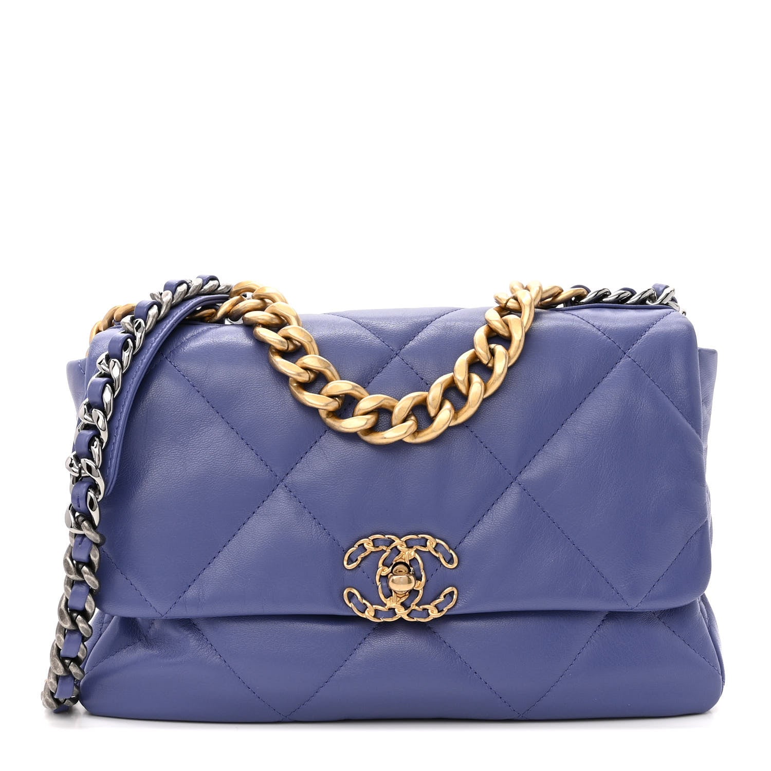 Chanel Lambskin Quilted Large Chanel 19 Flap Purple 1 of 11