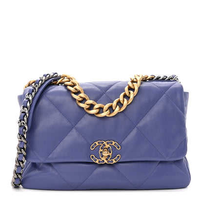 Chanel Lambskin Quilted Large Chanel 19 Flap Purple 1 of 11