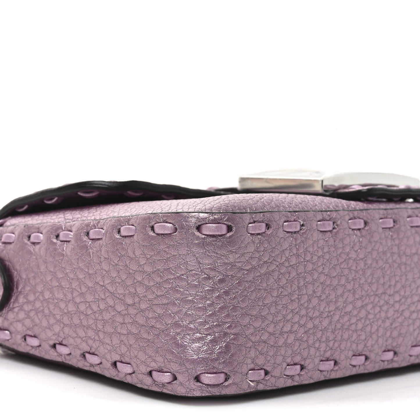 Metallic Cuoio Roma Sellerissima Nappa Sintetica Tape Stitch Mini Baguette Rosa Placca Argento