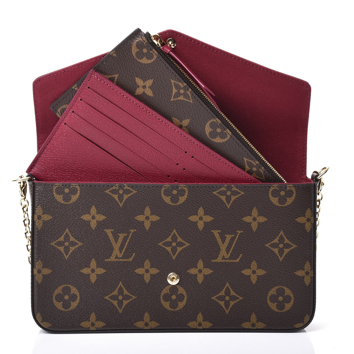 Monogram Pochette Felicie Chain Wallet Fuchsia
