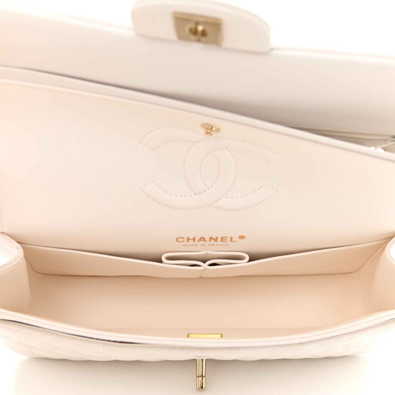 Chanel Caviar Quilted Medium Double Flap White 4 of 10