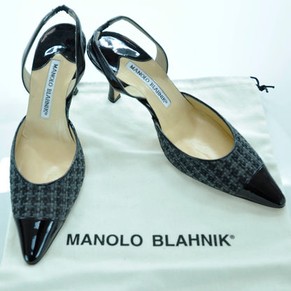 FASHIONPHILE MANOLOBLAHNIKWovenPatentCapToeCarolynePumps36Black 7 of 7