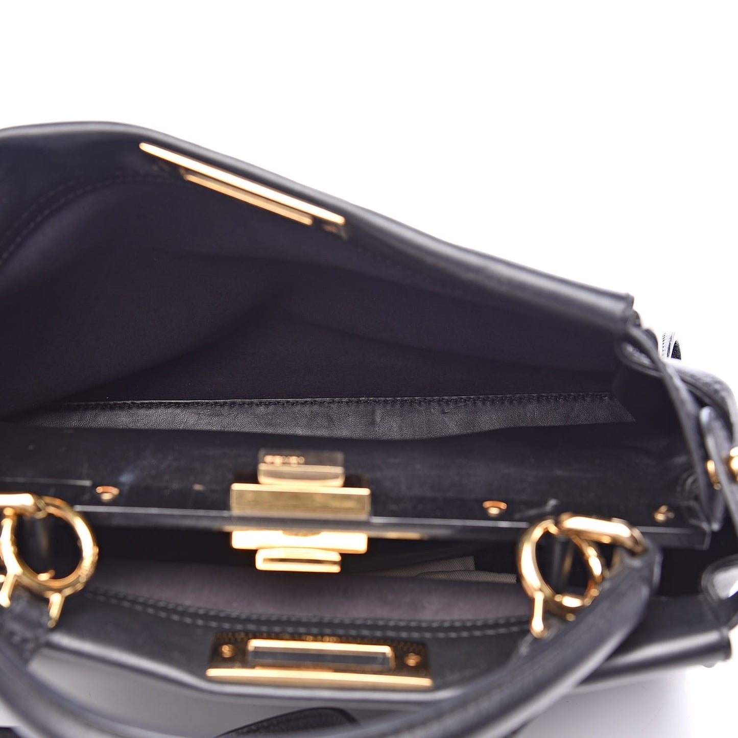 Vitello Seta Shiny Nappa Medium Peekaboo Iconic Satchel Black