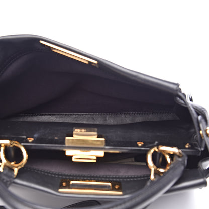 Fendi Vitello Seta Shiny Nappa Medium Peekaboo Iconic Satchel Black 5 of 13