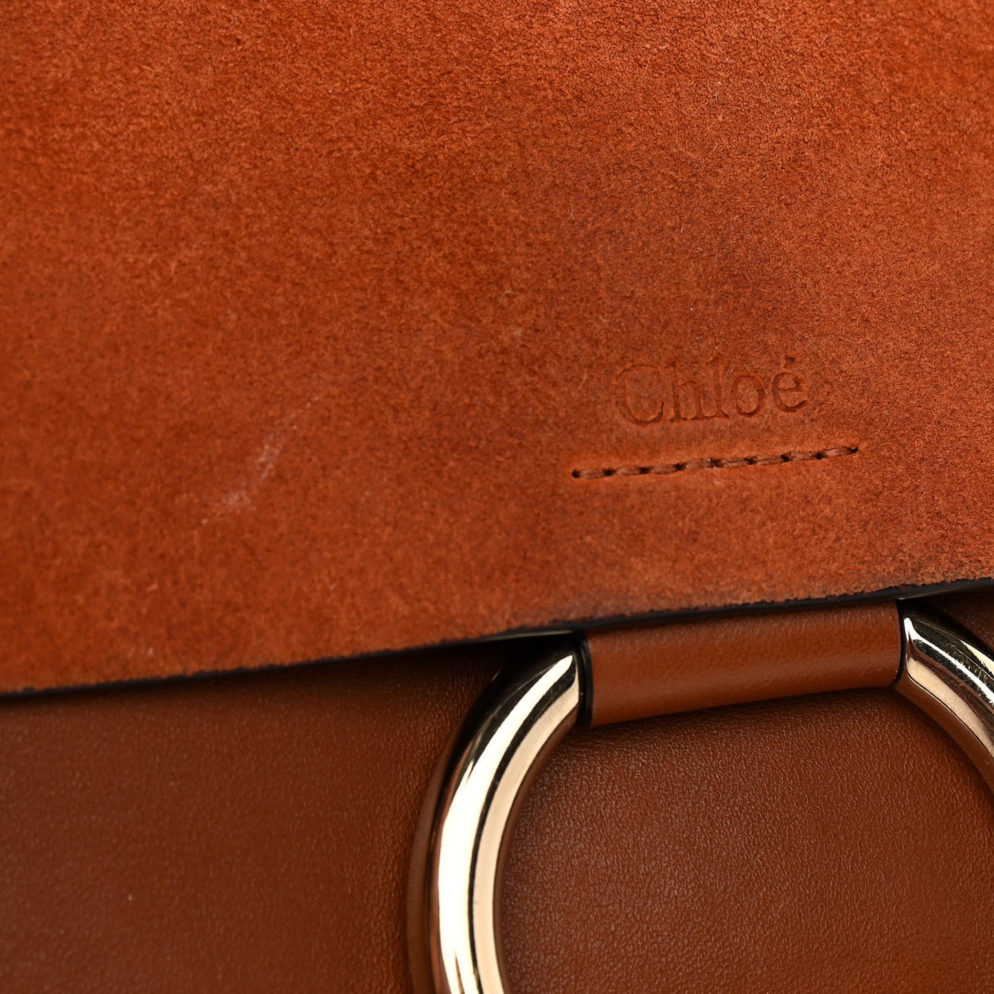Suede Calfskin Small Faye Shoulder Bag Tobacco