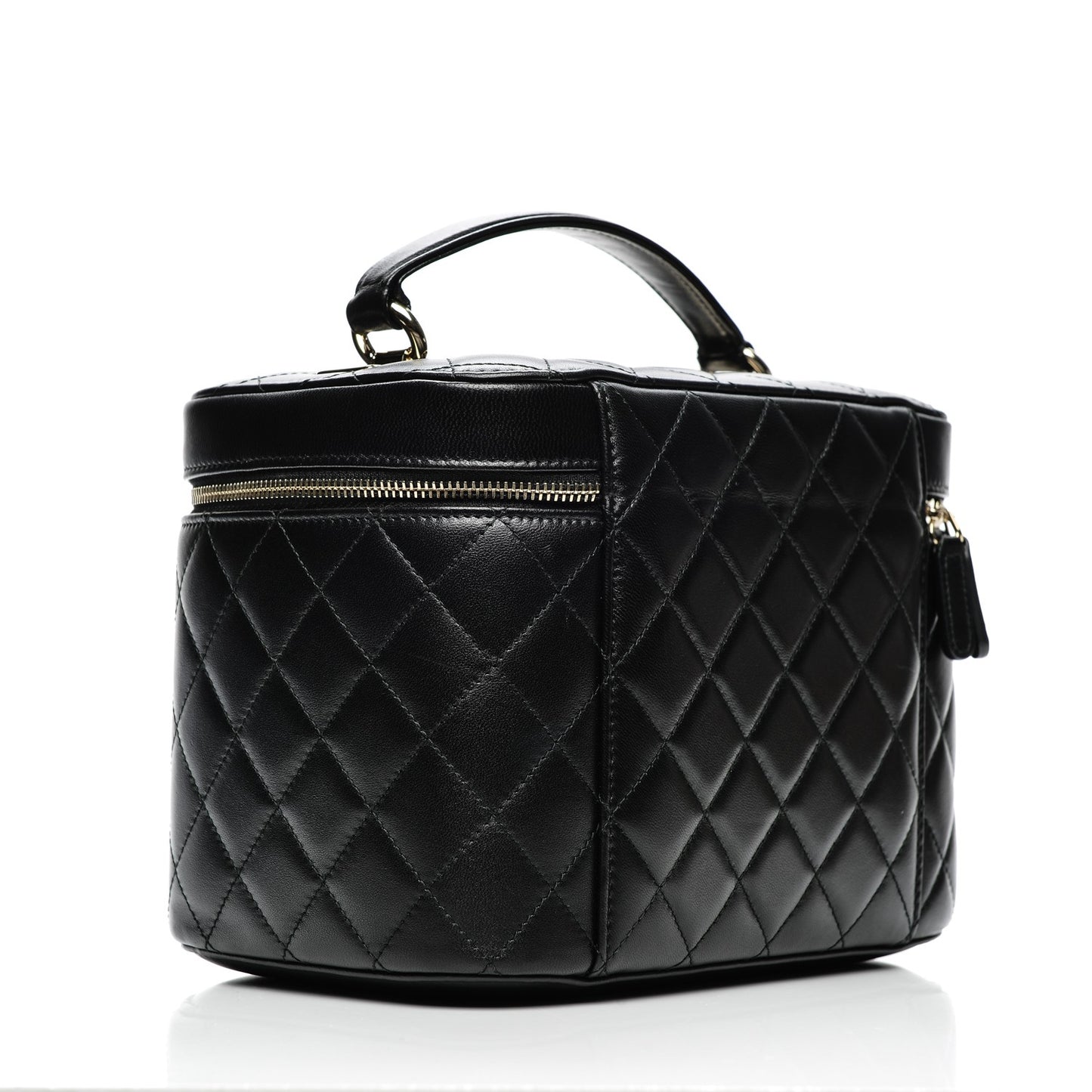 Lambskin Quilted Trendy CC Vanity Pouch Black