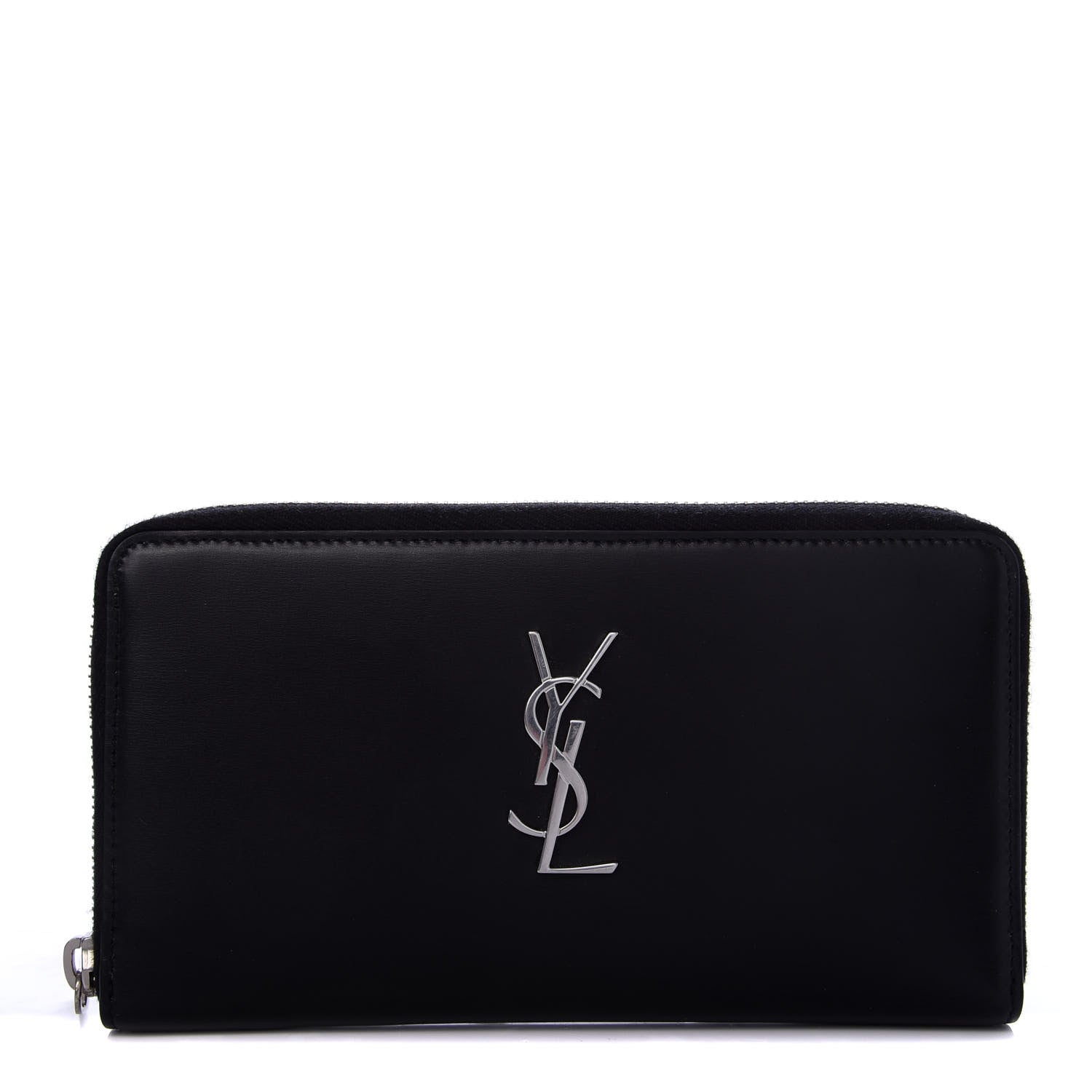 Saint Laurent Ultra Calfskin Monogram Mens Zip Around Continental Wallet Black 1 of 8
