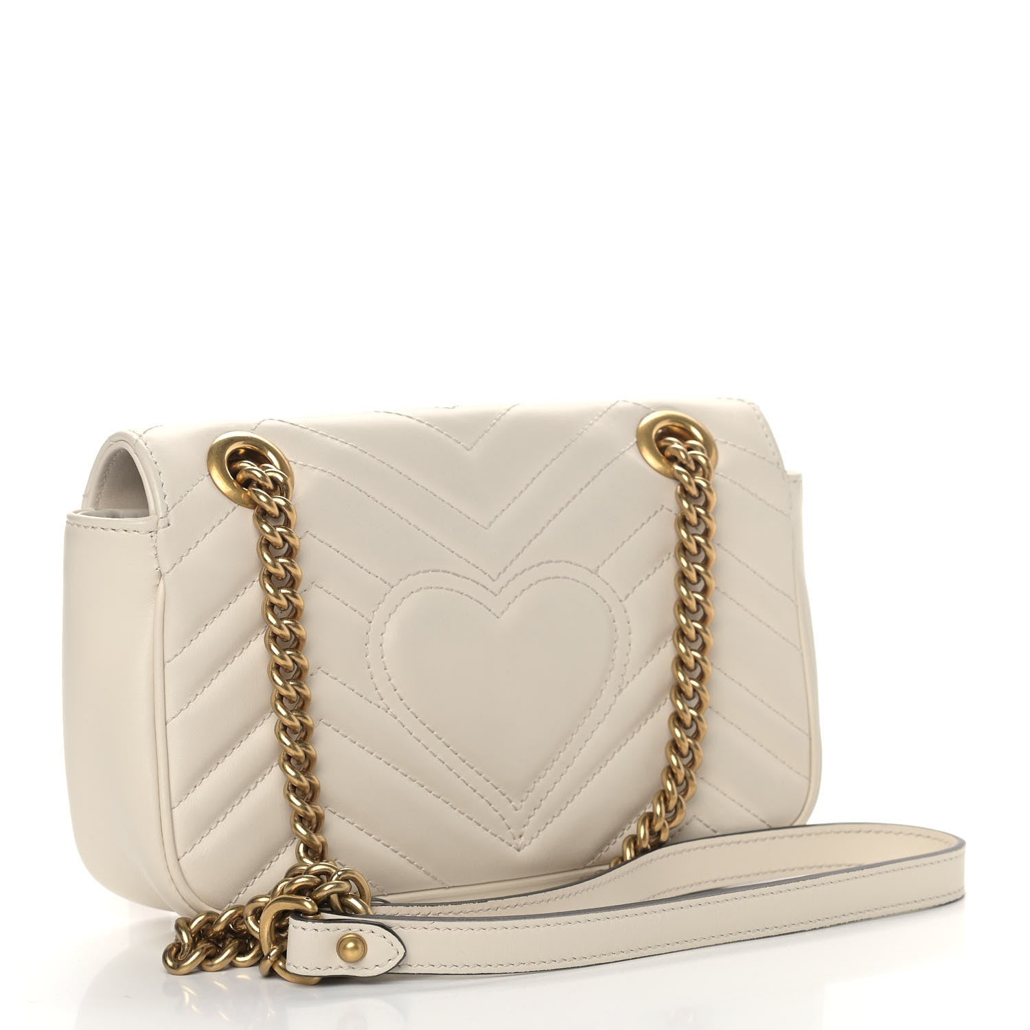 Gucci Calfskin Matelasse Mini GG Marmont Shoulder Bag White 3 of 10