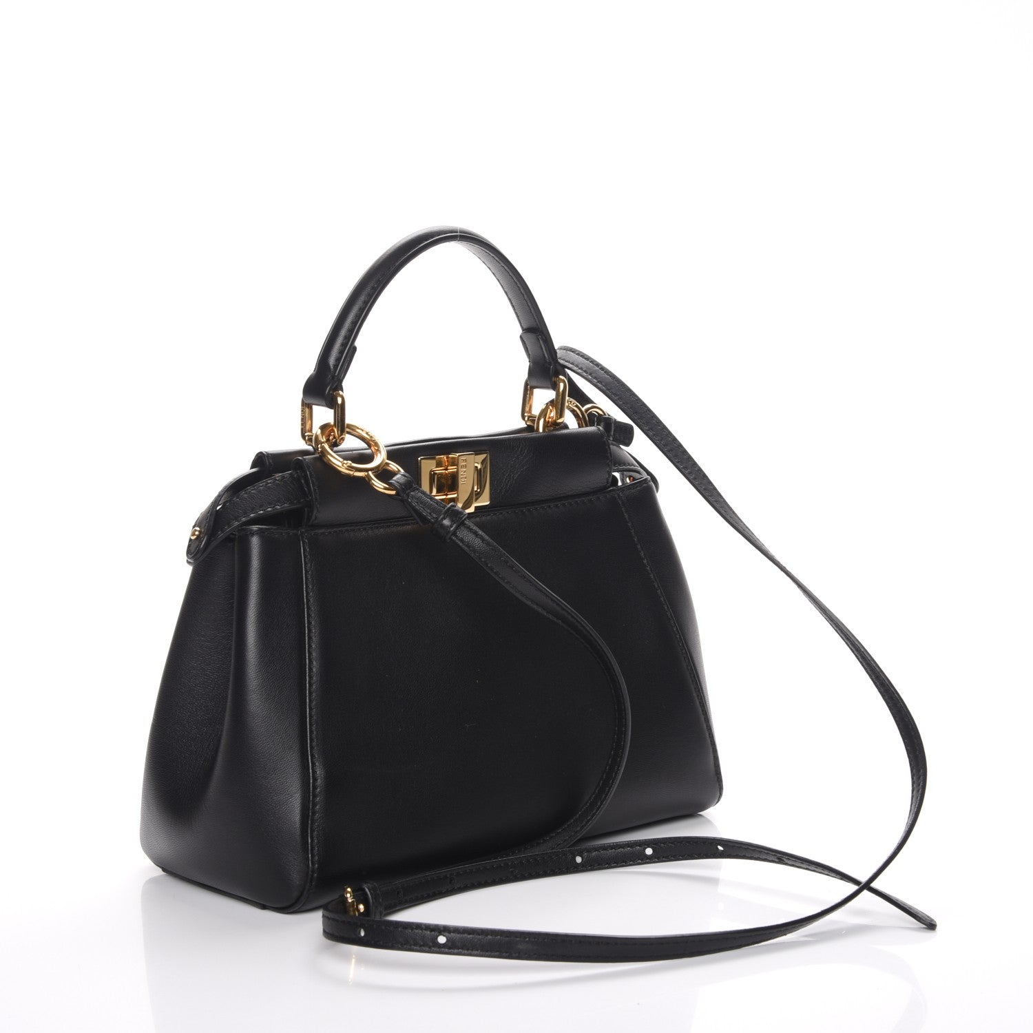 Fendi Nappa Mini Peekaboo Iconic Satchel Black 4 of 8