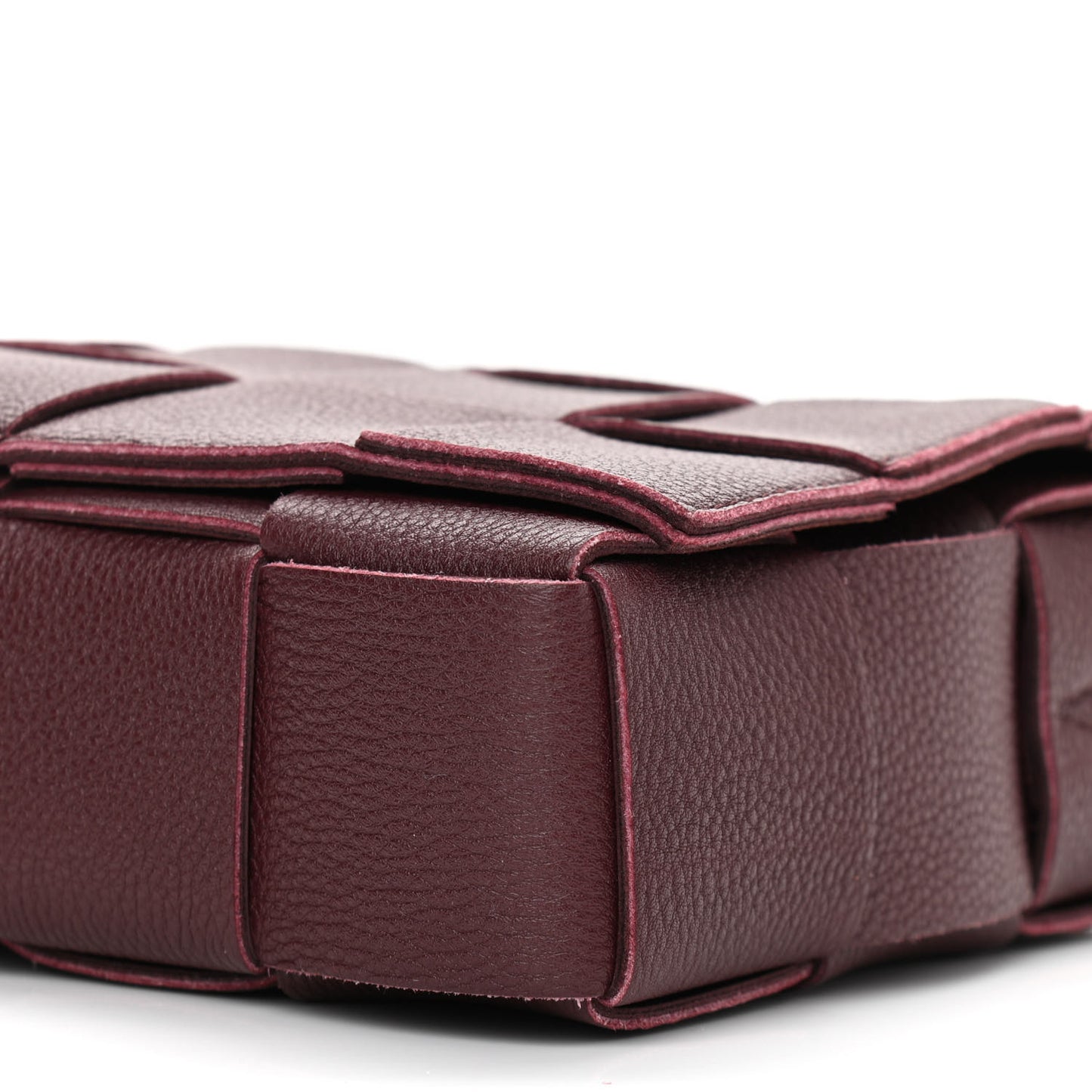 Grained Calfskin Maxi Intrecciato Cassette Crossbody Bag Bordeaux