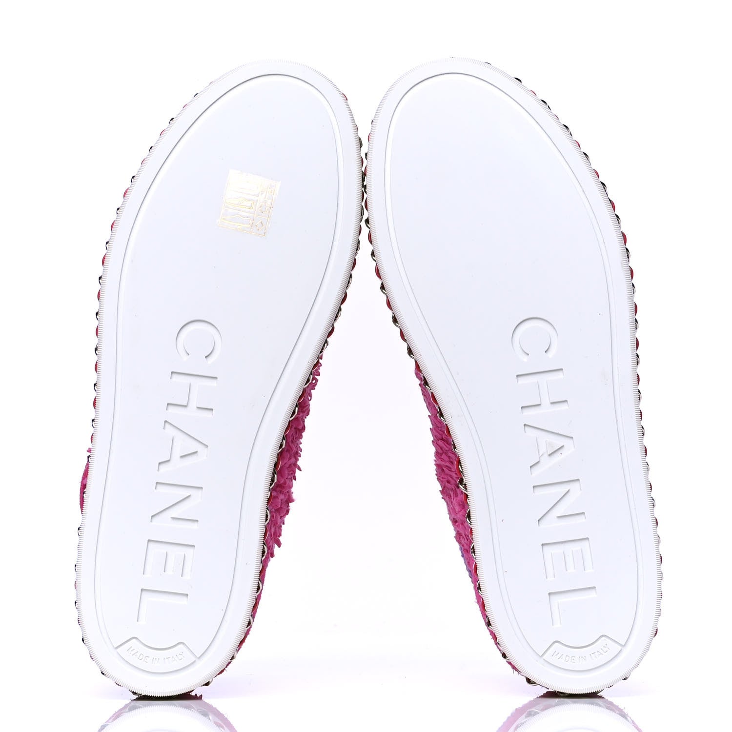 Chanel Tweed Patent Calfskin High Top Sneakers 36 Pink Purple 4 of 4