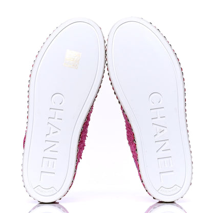 Chanel Tweed Patent Calfskin High Top Sneakers 36 Pink Purple 4 of 4