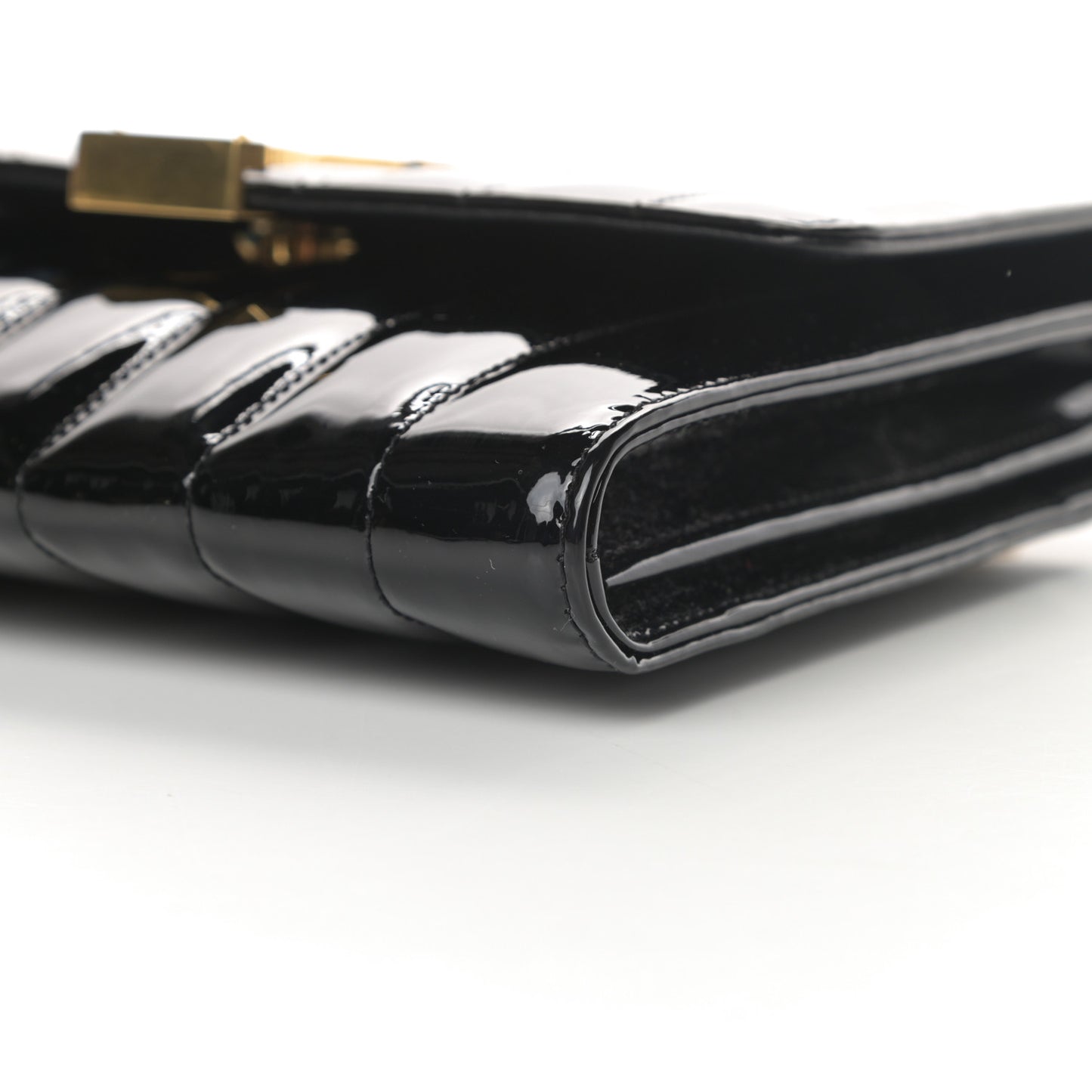 Patent Matelasse Monogram Vicky Chain Bag Black