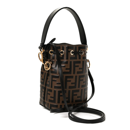 Fendi Vitello Liberty F is Fendi Bi-Color FF 1974 Embossed Mini Mon Tresor Bucket Bag Maya Black 2 of 12