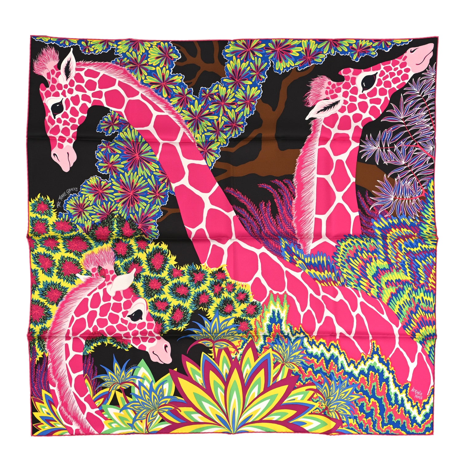 Hermes Silk The Three Graces Scarf 90 Chocolate Rose Vif 1 of 6