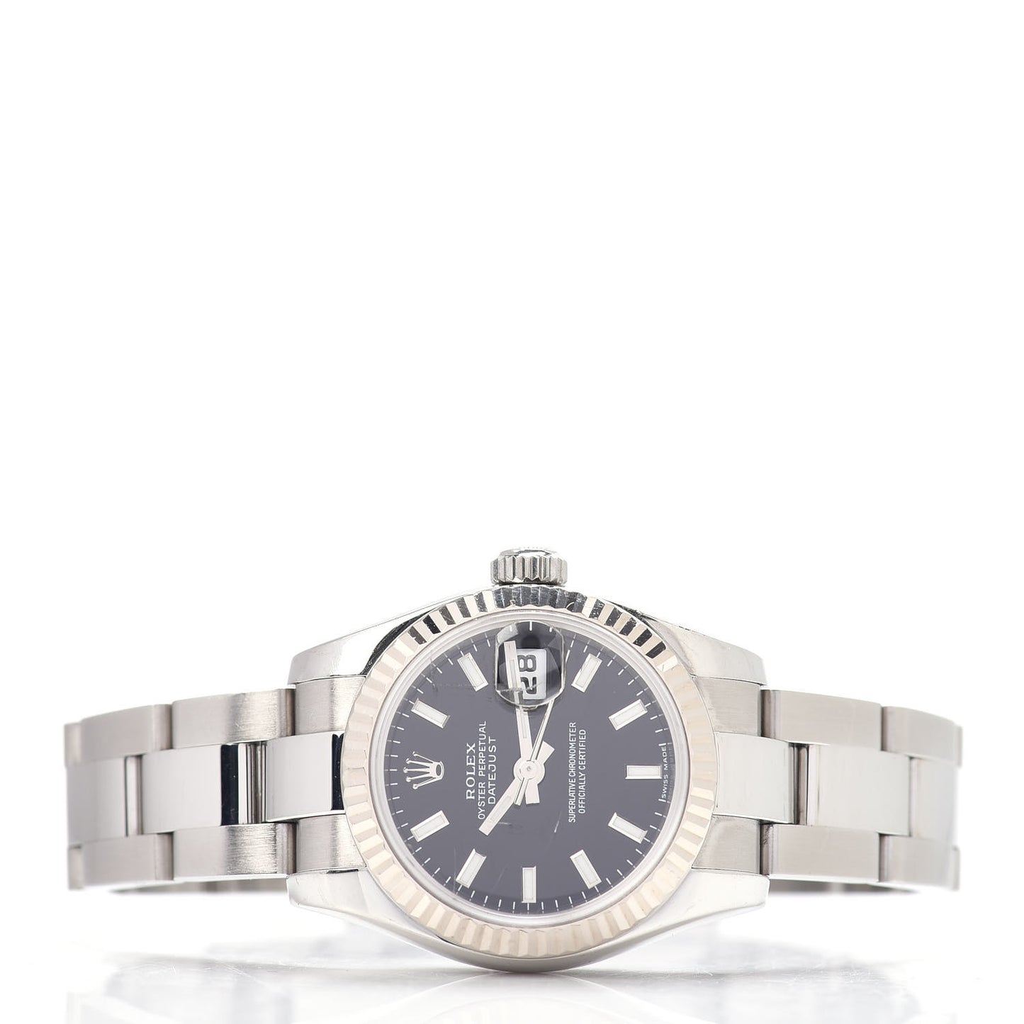Stainless Steel 18K White Gold 26mm Oyster Perpetual Datejust Watch Black 179174