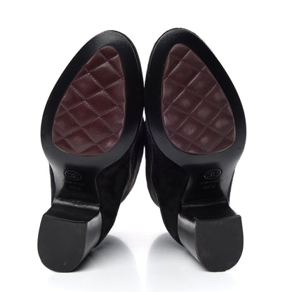 Chanel Suede Calfskin CC Short Boots 35.5 Black 7 of 11