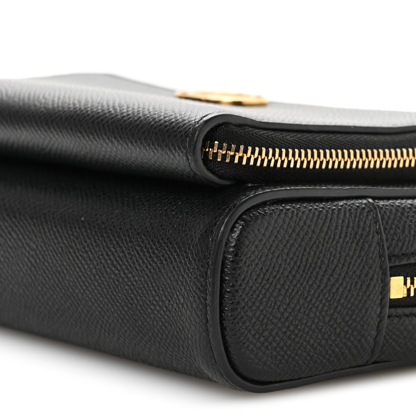 Grained Calfskin Caro Double Pouch Black