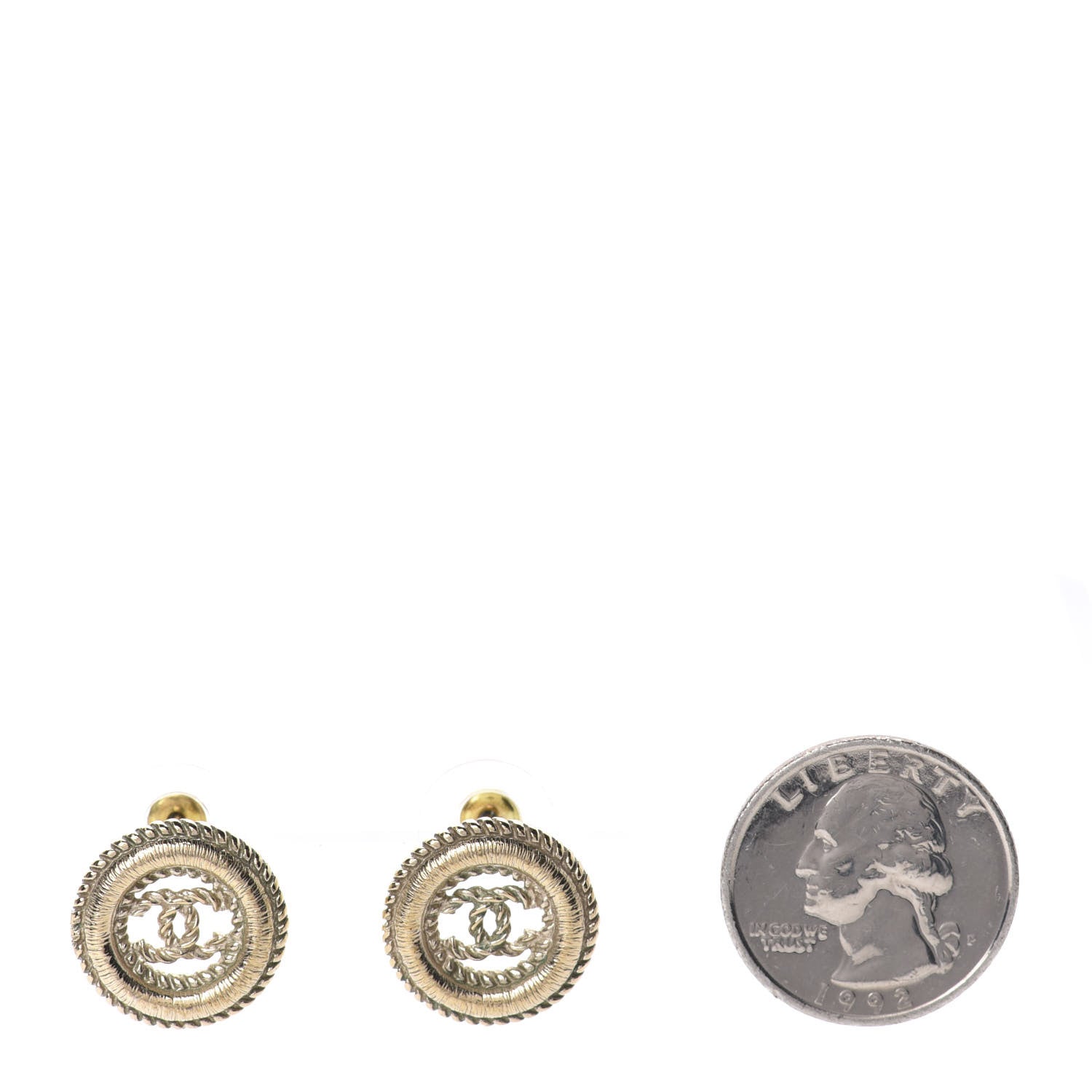 Chanel Twisted CC Round Earrings Gold 2 of 5