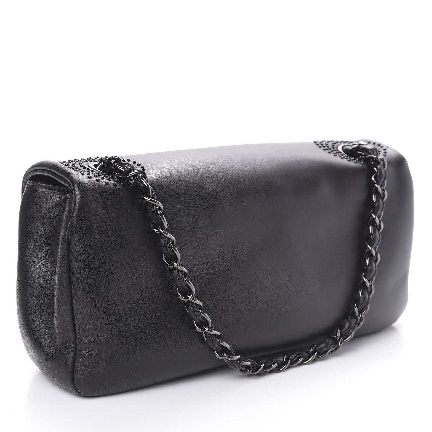 Lambskin Studded CC East West Flap Black