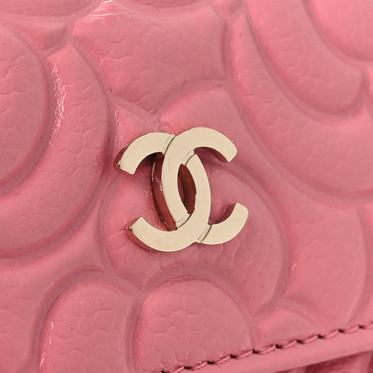Chanel Caviar Camellia Embossed Card Holder Wallet Pink 9 of 10