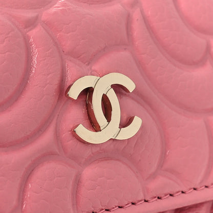 Chanel Caviar Camellia Embossed Card Holder Wallet Pink 9 of 10