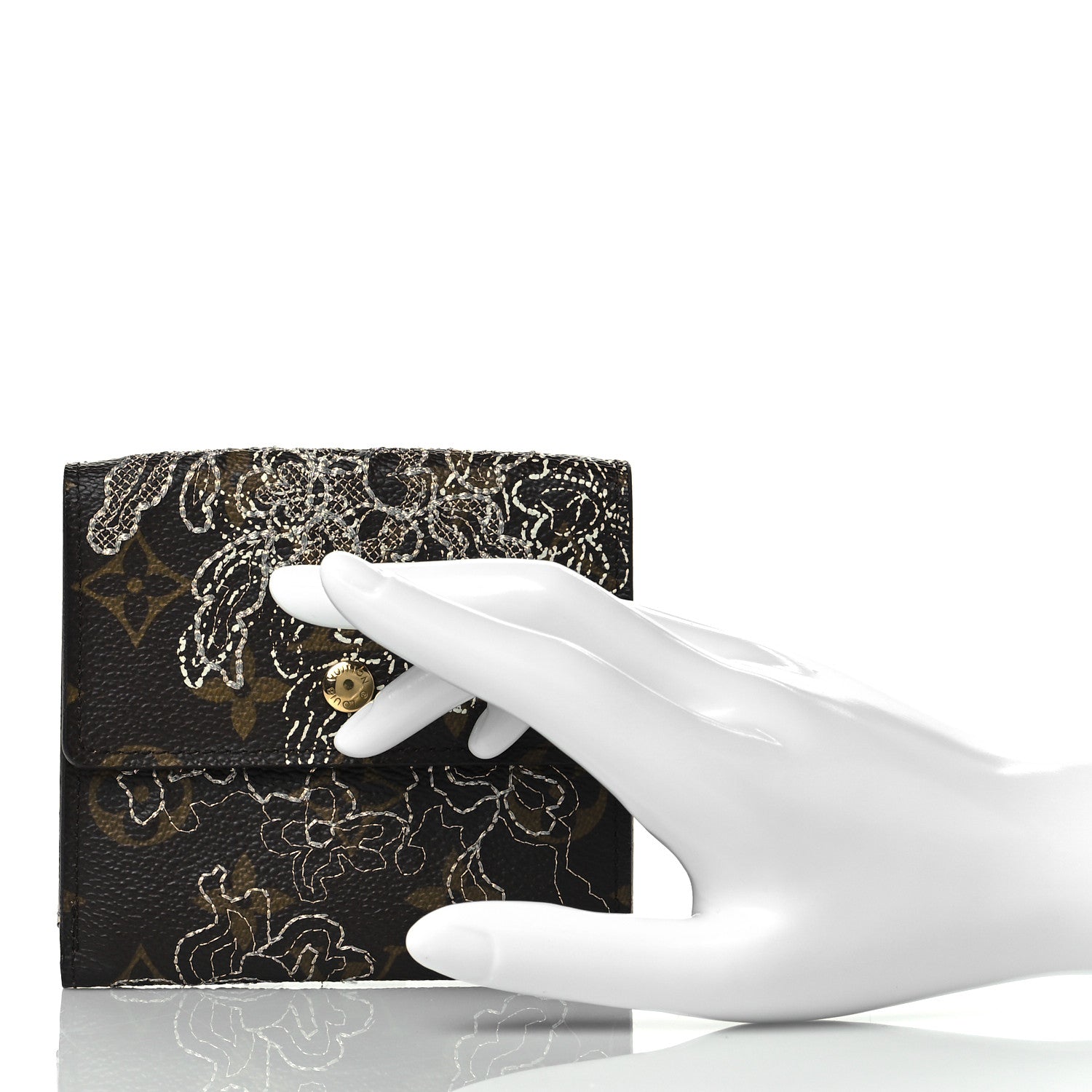 Louis Vuitton Monogram Dentelle Elise Wallet Silver 2 of 8