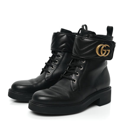 Gucci Flores Calfskin Nappa Matelasse GG 40mm Ankle Boots 36.5 Black 3 of 9