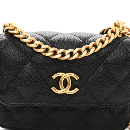 Chanel Caviar Quilted Sweetheart Clutch With Chain Black 9 of 12